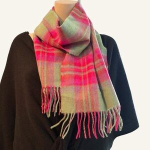Vibrant Merino Wool Plaid Scarf
